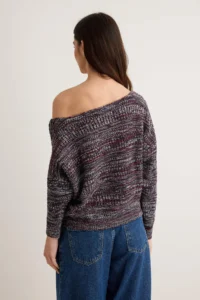 TRENDYOLMİLLA Purple Boat Neck Color Transitional Knitwear Sweater - Image 4