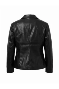 TRENDYOLMİLLA Black Fitted Pattern Napolyon Kapama Faux Leather Coat - Image 9