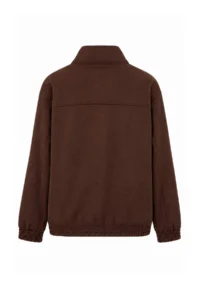 TRENDYOLMİLLA Brown Oversized Pattern Kontrast Napolyon buttoned Suede Coat - Image 5