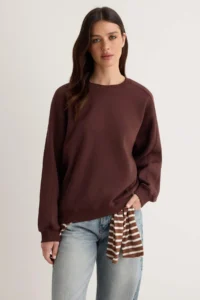 TRENDYOLMİLLA Brown Thick Stitching Detailed Oversized/Wide Cut Knitting Sweatshirt
