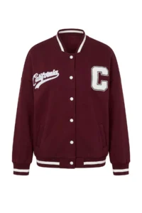 TRENDYOLMİLLA Burgundy Color Blocked Inside Fleece Embroidered Drop Sleeve snaps Crop Knitting College Sweatshirt