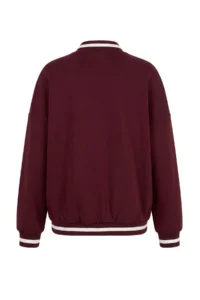 TRENDYOLMİLLA Burgundy Color Blocked Inside Fleece Embroidered Drop Sleeve snaps Crop Knitting College Sweatshirt - Image 6
