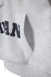 TRENDYOLMİLLA Snow Melange Thick Slogan Printed Zippered Hooded Knitting Sweatshirt with Fleece Inside - Image 3
