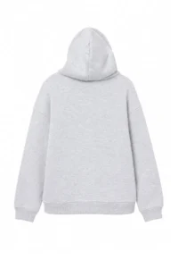 TRENDYOLMİLLA Snow Melange Thick Slogan Printed Zippered Hooded Knitting Sweatshirt with Fleece Inside - Image 4