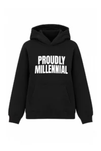 TRENDYOLMİLLA Black Slogan Printed Hooded Oversized/Wide Cut Knitting Sweatshirt