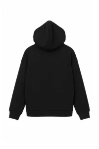 TRENDYOLMİLLA Black Slogan Printed Hooded Oversized/Wide Cut Knitting Sweatshirt - Image 3