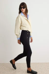TRENDYOLMİLLA Black Button Detailed High Waist Cotton Tok Material Knitting Leggings - Image 2