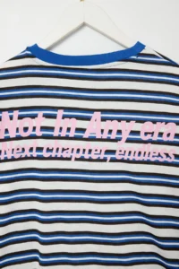 TRENDYOLMİLLA NAVY BLUE Striped Printed Normal Pattern Printed Knitting T-Shirt - Image 3