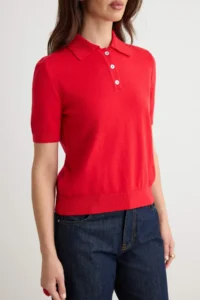 TRENDYOLMİLLA Red Premium Thread/Special Thread Polo Shirt Collar Knitwear Blouse - Image 3