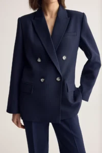 Muse for all x Trendyolmilla NAVY BLUE Double breasted Kapama Regular/Normal Pattern padded Blazer Jacket - Image 5