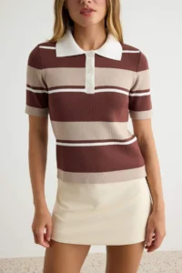 TRENDYOLMİLLA Beige Summer Premium Special Thread Knitwear Blouse - Image 3