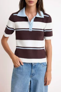 TRENDYOLMİLLA Brown Summer Premium Special Thread Knitwear Blouse - Image 3