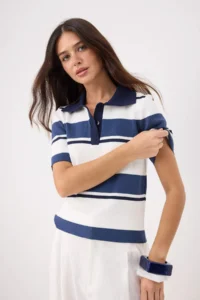 TRENDYOLMİLLA NAVY BLUE Summer Premium Special Thread Knitwear Blouse - Image 2
