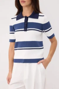 TRENDYOLMİLLA NAVY BLUE Summer Premium Special Thread Knitwear Blouse - Image 3