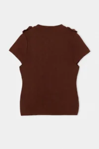 TRENDYOLMİLLA Brown Ornate/Napoleon Button Knitwear Blouse - Image 8