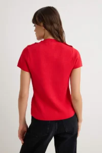 TRENDYOLMİLLA Red Napoleon Button Detailed Zippered Bodysuit hugging Blouse - Image 4