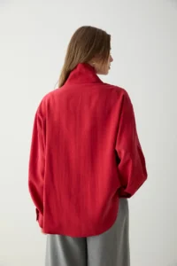 TRENDYOLMİLLA Red Liyosel snaps Oversized Shirt Jacket - Image 2