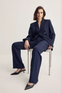 Muse for all x Trendyolmilla NAVY BLUE Classical Weaving Pants with Iron-on Traces