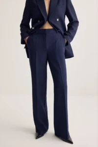 Muse for all x Trendyolmilla NAVY BLUE Classical Weaving Pants with Iron-on Traces - Image 2