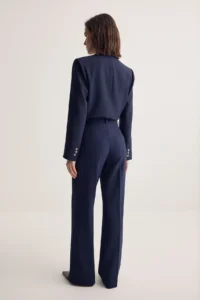 Muse for all x Trendyolmilla NAVY BLUE Classical Weaving Pants with Iron-on Traces - Image 5