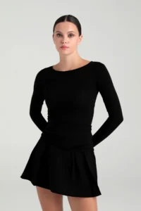Ultra Soft Boat Neck Blouse Black - Image 2