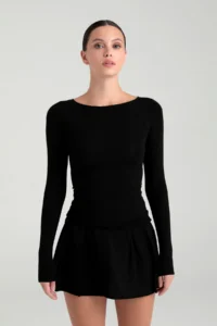 Ultra Soft Boat Neck Blouse Black - Image 3