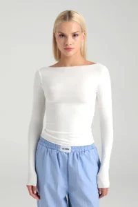 Ultra Soft Boat Neck Blouse Ecru - Image 3