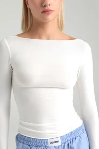 Ultra Soft Boat Neck Blouse Ecru - Image 5