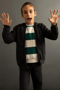 DeFacto Boys' Anthracite Hooded School Cardigan - Image 3