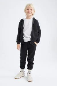 DeFacto Boys' Anthracite Hooded School Cardigan - Image 5