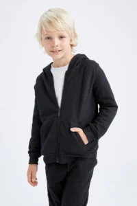 DeFacto Boys' Anthracite Hooded School Cardigan - Image 7