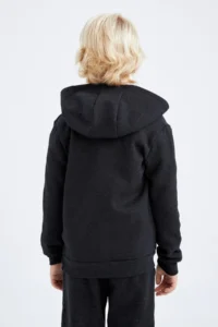 DeFacto Boys' Anthracite Hooded School Cardigan - Image 8