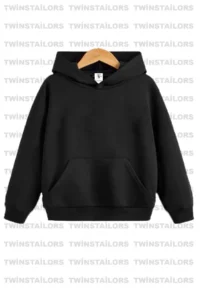 twins tailors Unprinted 2 Pack Unisex Black Hooded Children's School Sweatshirt with Fleece Inside - Image 2