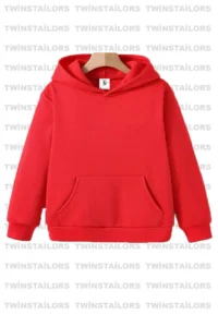 twins tailors Unprinted 2 Pack Unisex Red Hooded Children's School Sweatshirt with Fleece Inside - Image 2