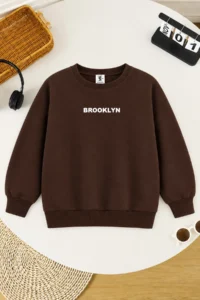 twins tailors Brooklyn Printed 3 Pack Unisex Crew Neck Beige-Green-Brown Kids Sweatshirt - Image 2