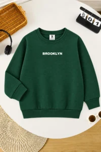 twins tailors Brooklyn Printed 3 Pack Unisex Crew Neck Beige-Green-Brown Kids Sweatshirt - Image 4