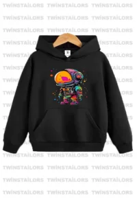 twins tailors Astronaut Printed Unisex Double Pack Navy Blue-Black Hooded Children's Sweatshirt Hoodie - Image 2