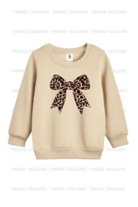 twins tailors Ribbon And Donat Printed Beige-green-brown Triple Crew Neck Girl's Sweatshirt - Image 2