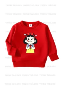 twins tailors Capybara and Girl Printed Grey-Navy Blue-Red Triple Crew Neck Girls' Sweatshirt - Image 2