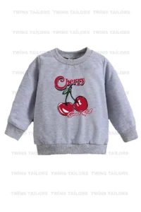 twins tailors Girl's Printed Black-Grey-Black Triple Crew Neck Sweatshirt with fleece inside - Image 4