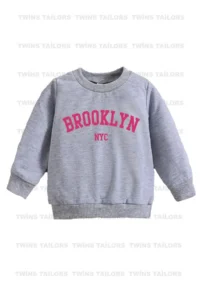 twins tailors Cherry Printed Black-Grey-Red Triple Crew Neck Girl's Sweatshirt with fleece inside - Image 2