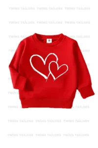 twins tailors Heart Printed Red-Grey-Black Triple Crew Neck Girl's Sweatshirt with fleece inside - Image 4