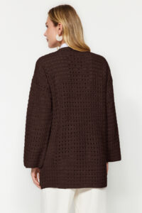 Trendyol Modest Brown Cellular/Delikli Crew Neck Knitwear Sweater - Image 6