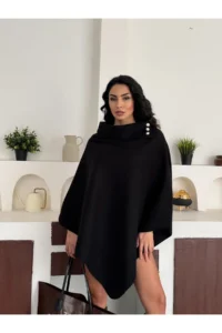 Dark Lavish Women Chic Designed Bowl look Poncho - Image 2