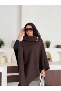 Dark Lavish Women Chic Designed Bowl look Poncho - Image 3