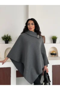 Dark Lavish Women Chic Designed Bowl look Poncho - Image 3
