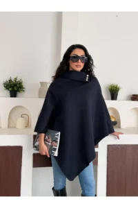 Dark Lavish Women Chic Designed Bowl look Poncho - Image 2