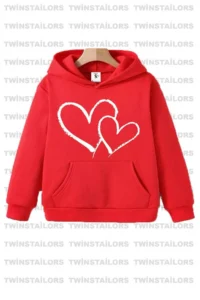 twins tailors Sweet Girl Cat Printed Girl's Double Pack Grey-Red Hooded Children's Sweatshirt Hoodie - Image 4