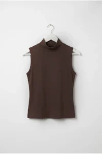 Drop by TrendyolMilla Half Turtleneck Sleeveless Blouse Brown - Image 4