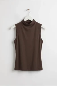 Drop by TrendyolMilla Half Turtleneck Sleeveless Blouse Brown - Image 5